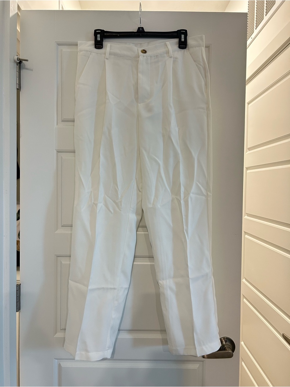 Men's Cream Pleated Dress Pants
